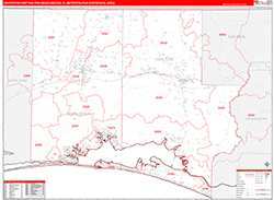Crestview-Fort Walton Beach-Destin Metro Area Wall Map Red Line Style 2026